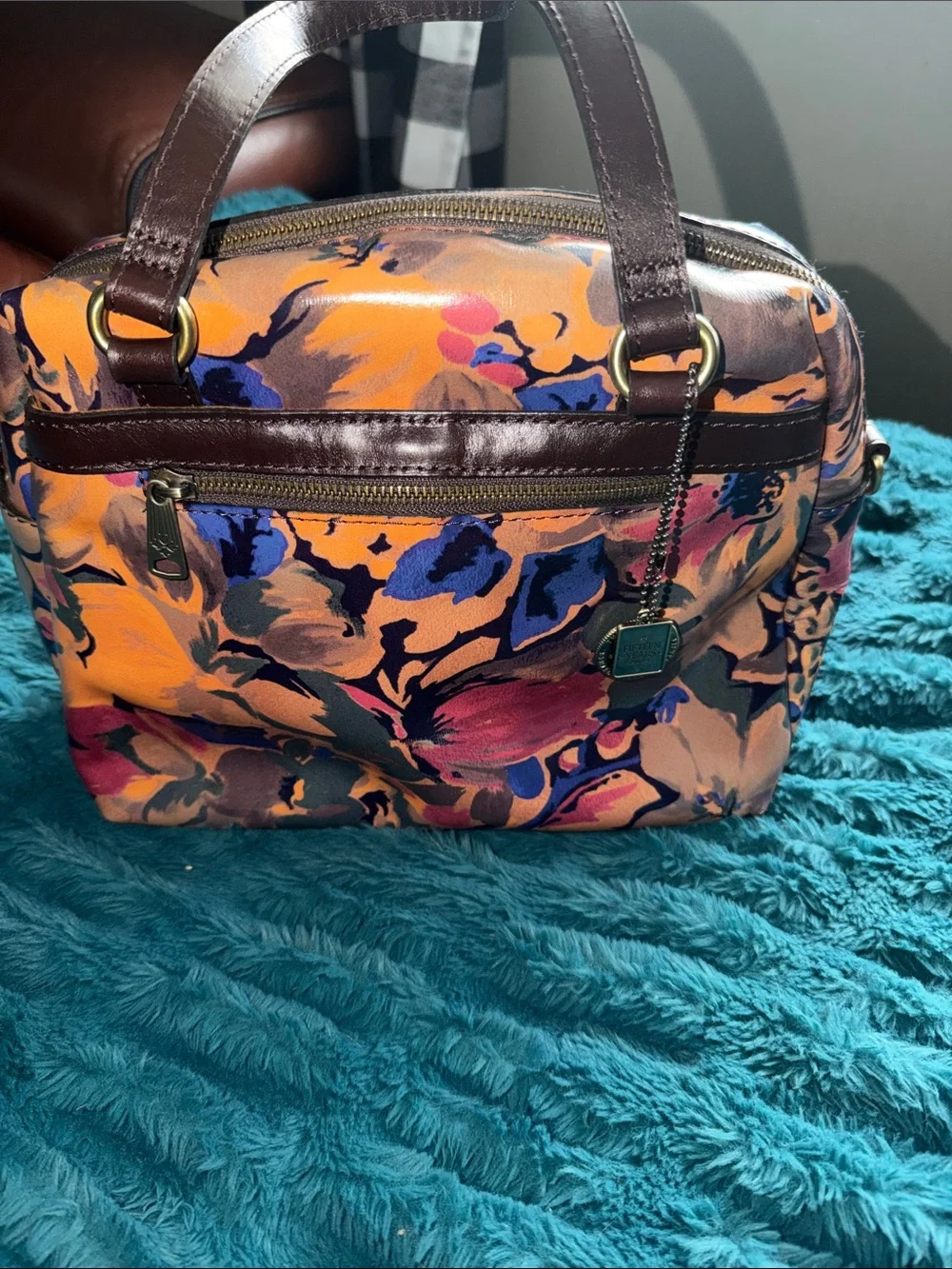 Patricia Nash 15th anniversary Floral Multicolor Tote Bag with Brown Handles